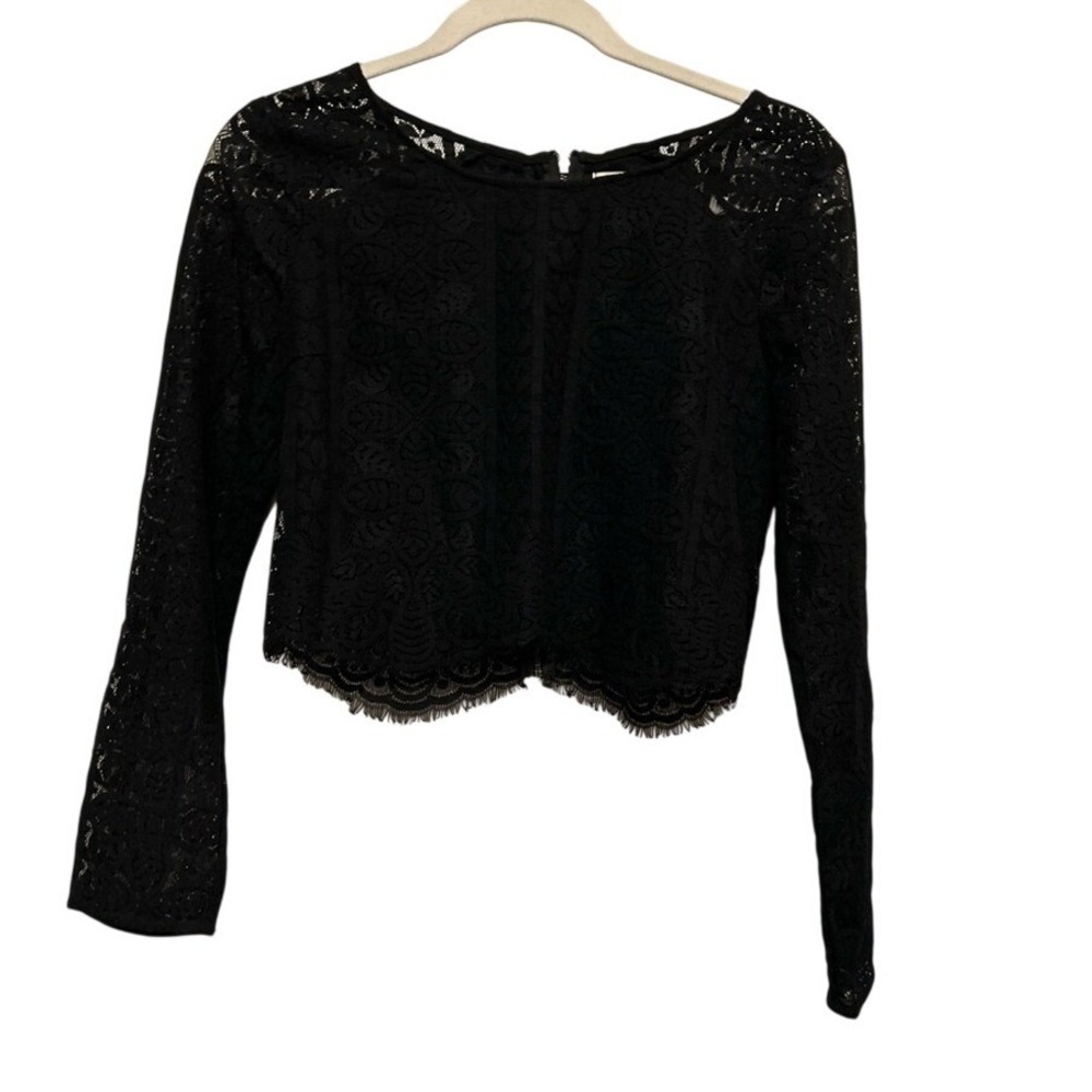Hollister black lace crop top women's S sexy blouse boho gothic witchy grunge